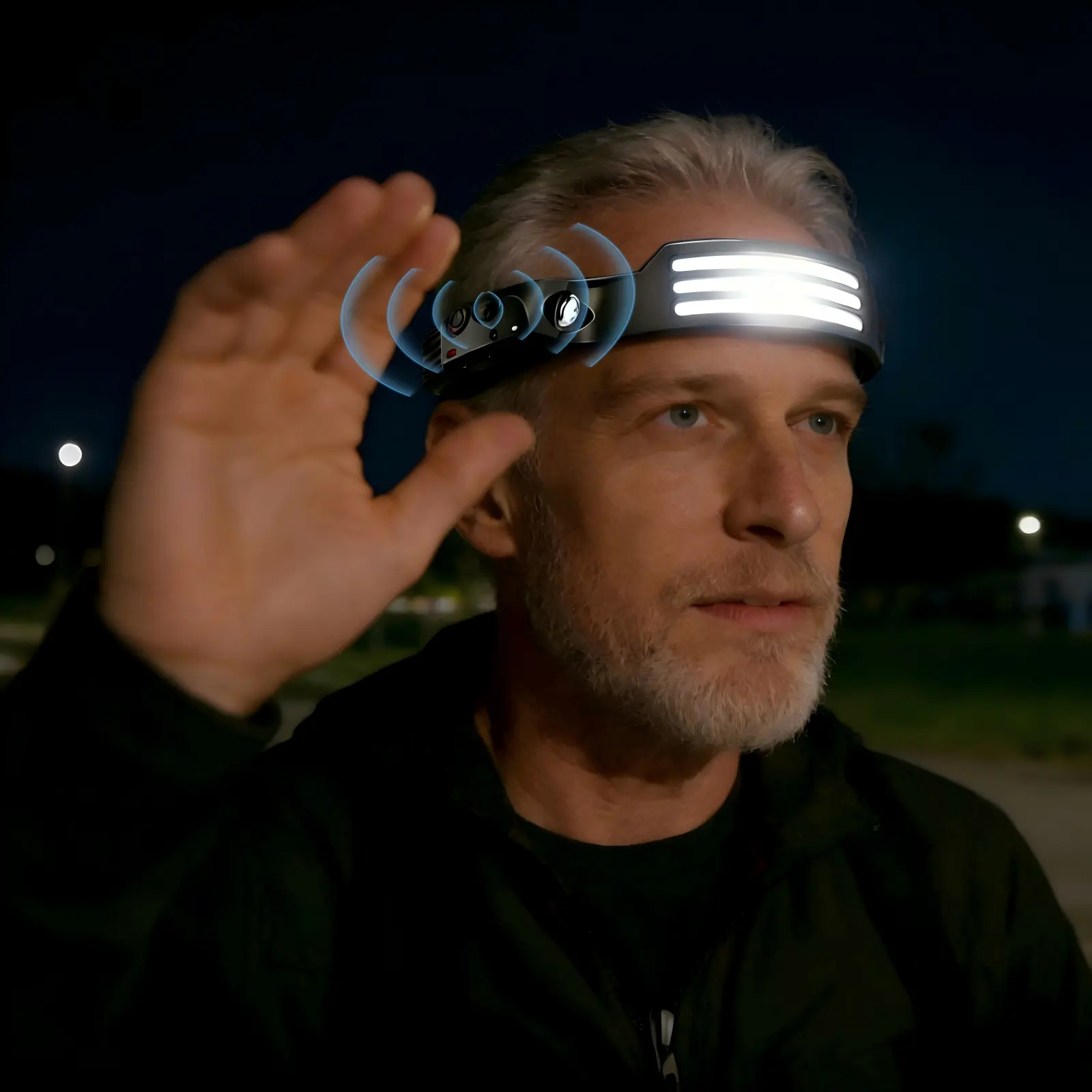 ISUNMEA 3 PCS LED Headlamp Rechargeable, 230° Wide Beam Head Lamp with Motion Sensor,Hard Hat Headlight,5 Modes,Spotlight&Floodlight,IPX4 Waterproof for Hiking,Running, Repairing, Fishing Cycling, Lightweight Waterproof Flashlight, Compact Led Torches, Hi
