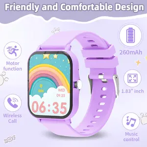 1.83 Inch HD Touchscreen Kid Smartwatch, Child Watch, BT-compatible Call, Message Notification, Dynamic Watch Face, Fitness Tracker, Calculator, Camera Remote, Pedometer, Smartwatch for Boy and Girl, Compatible with iOS and Android