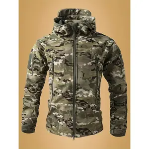 Men's autumn hooded camouflage jacket, tactical style with multiple pockets design, suitable for outdoor camping and hunting activities, zipper jacketRAIMENTRY