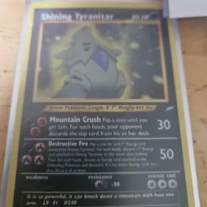 Pokemon Cards - Shining Tyranitar LV 41 #248 Mountain Crush & Destructive Fire Moves Armor Pokémon 30/50 Damage