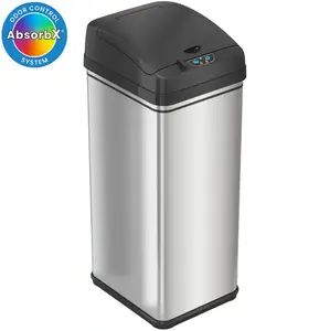 iTouchless 13 Gallon Sensor Kitchen Trash Can with Odor Filter, Touchless Automatic Garbage Bin with Motion Sensor, Stainless Steel