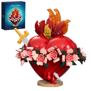 Jesus Heart Building Set,Sacred Heart Model Compatible with Lego,Bible Themed Christian Decorative Items,Religious Gift for Adults or Women(667 PCS)