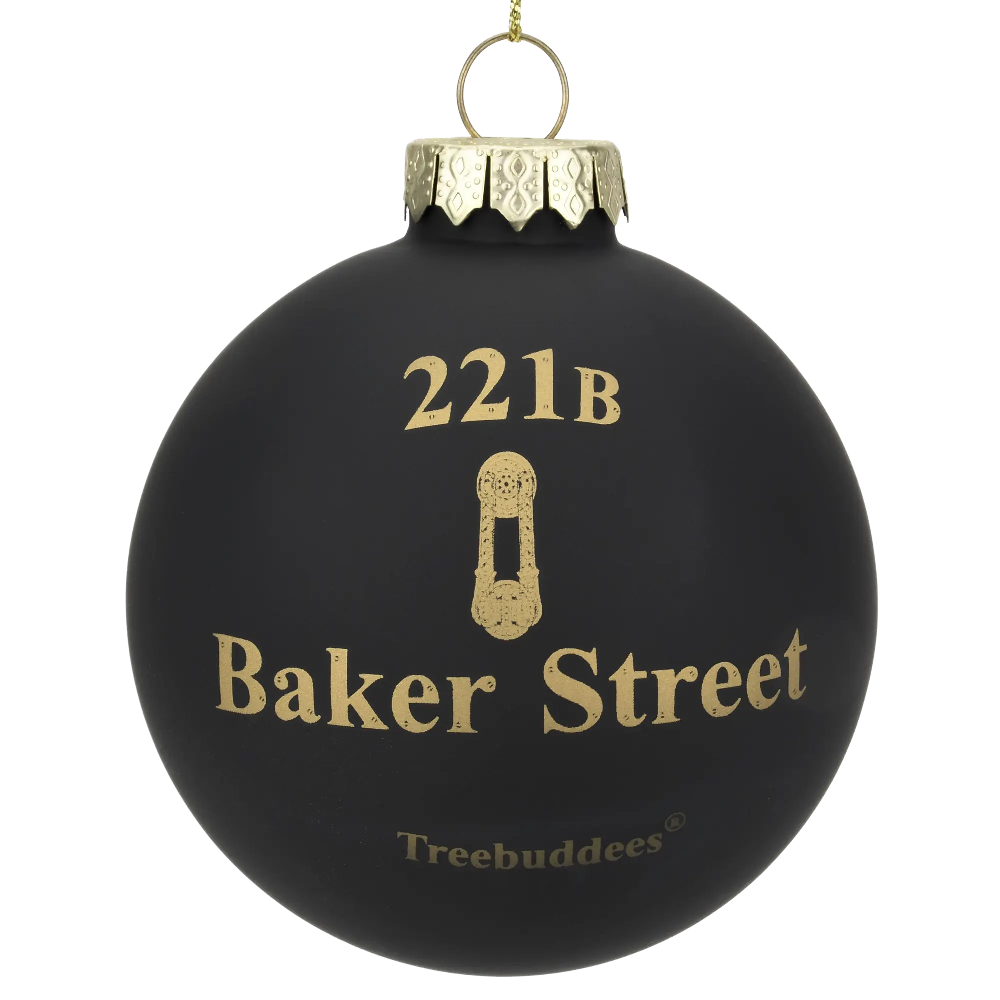 Tree Buddees 221B Baker Street Sherlock Holmes Christmas Ornament Gold-Printed Glass Ball 3 Inch Collectible Tree Decor