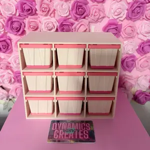 3D Mini Bins with Lids and Matching Storage Rack