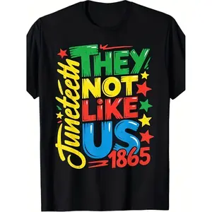 Men'S Juneteenth 1865 Black History Month T-Shirt | Graphic Tee Featuring The Slogan 'They Not Like Us', Vibrant Retro Print, Comfortable Casual Short Sleeves, Round Neck Top for All Seasons