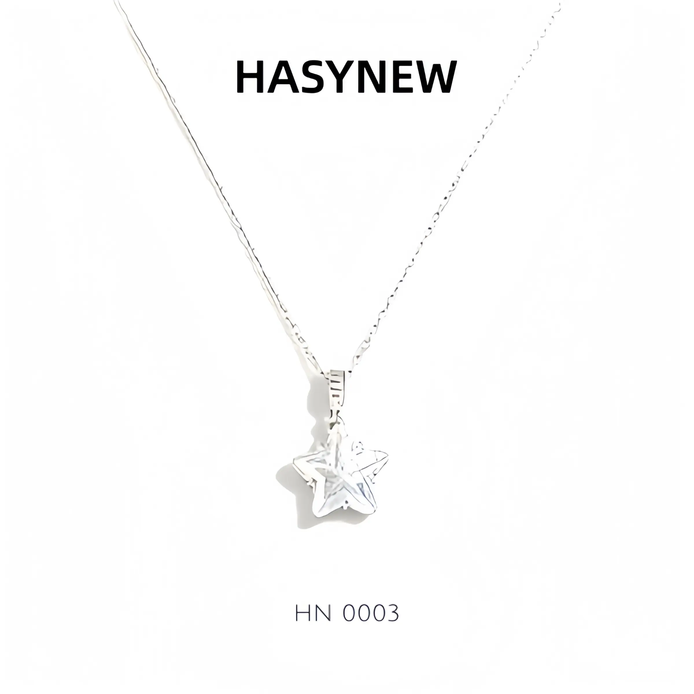 Hasynew Women's Necklace 3D Star Shape Cubic Zirconia Pendant,Copper Alloy, Hand-Set Zircon, Teal Synthetic Cubic Zirconia, French Vintage Style, Hand-Set. Versatile daily jewelry, elegant and gorgeous.HN 0003