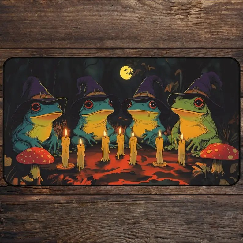 Dark Frog MTG Playmat With Zones Dark Cottagecore Magic The Gathering TCG Playmat MTG Gift Accessories Magic Frog Playmat Anime Mousepad