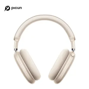 Picun F8 Pro Active Noise Canceling Wireless Headphones - 52dB ANC、 5 Smart ENC Mics、 Detachable Fabric Ear Cups、 iPhone/Android Compatible, Bluetooth 5.4、120Hr Standby、Seamless Dual-Device Pairing、Perfect Christmas Gift