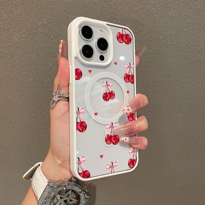 Premium Magnetic Case for iPhone11/12/13/14/15/16/17/promax Red bow cherry y2k cased MagSafe Ready, Anti-Fall, Springtok and Ultra-Thin Design |     Perfect for Everyday Use Protector Screen Protector