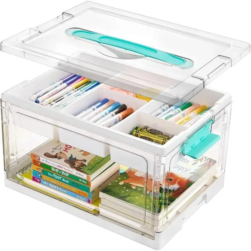 high capacityClear Plastic Craft Organizers and Storage Box with Removable Trays and Dividers, Art Supply Organizers and Storage, Ideal Containers for Coloring Books, Toys, Craft Supplies, Medicine, New Year Gift, Clear Dustproof Storage