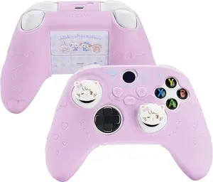 GeekShare Protective Skin Grips Set Compatible with Xbox Series X/S Controller, Sweet Purple Silicone Cover Case for Xbox Controller with 2 Thumb Grip Caps and 2 Stickers - Mikko