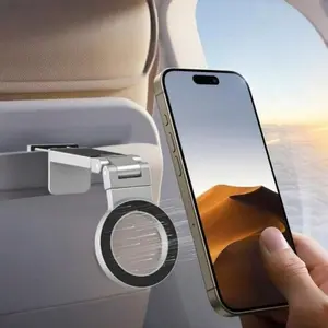 Magsafe Portable Phone Holder, Magsafe Magnetic Mount - Foldable Retractable, 360 degree Rotating, Mini Metal Body, Universal Compatibility. Suitable for Airplane, Desktop Use, Adjustable Magnetic Stand