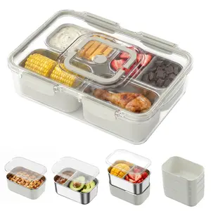 4-pack of stainless steel snack containers, anti-slip and durable, dishwasher safe, leak-proof and odor-resistant, ideal for outdoor camping, travel, and gatherings