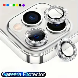 For IPhone 16 12 13 14 11 15 Pro Max Glitter Crystal Metal Camera Protector for IPhone 12 Mini Camera Protector 3PCS/Set Lens Protection Glass