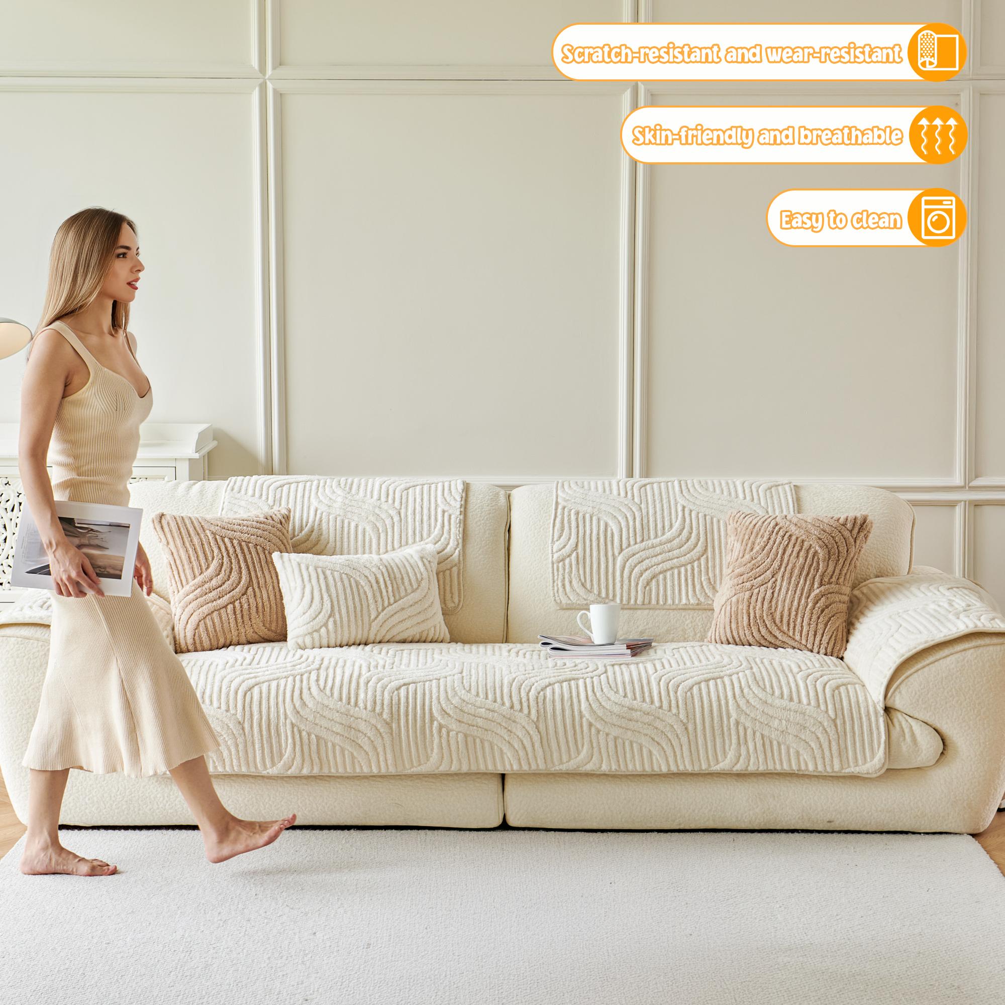 Bepatio 1 Count Jacquard Sofa Cover 1-4 Seat, Solid Color Ultra Soft Slipcover for Stain, Pet Hair & Dustproof, Machine Washable Anti-Slip Bench Couch Cover, Pet Friendly Sofa Towel Mat for Living Room, Dormitory, Hotol