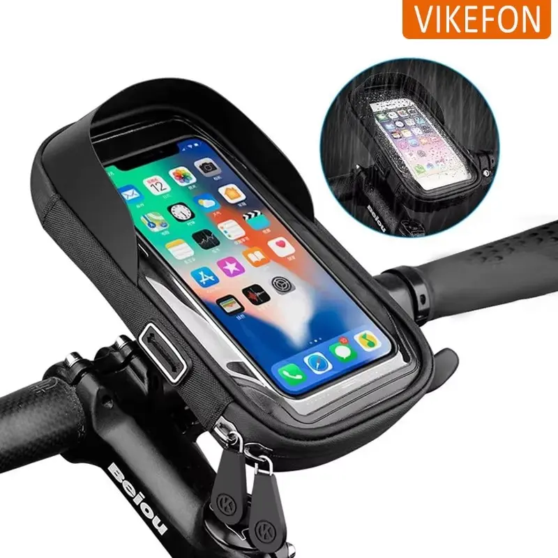 360° Rotatable Bicycle Motorcycle Handlebar Mount Motorcycle Handlebar Fixture GPS Navigation Holder Mount Waterproof Multi-function Mobile Phone Bracket Card Pack Bike Motorcycle Accessories