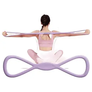 Women's Silicone 8-Shaped Resistance Band Set with Grip Handles, Home Fitness Gym Equipment for Waist & Back Stretching, Strength Training, Includes Guide & Multiple Levels (Yoga/Pilates Gear)