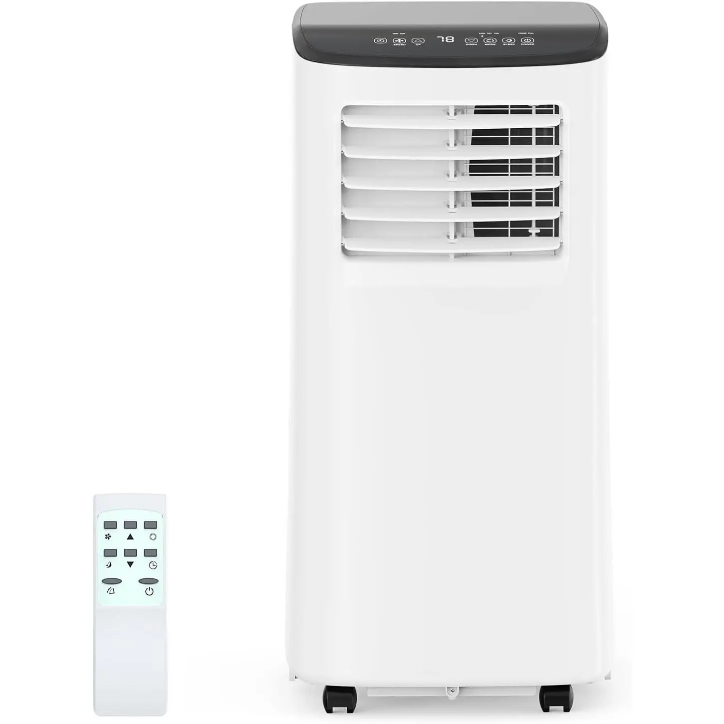 10000 BTU 3-in-1 Portable Air Conditioner with Dehumidifier, Portable Fan Functions, Auto Swing, Quiet Operation, 24H Timer, Remote Control, Smart Sleep Mode, Energy Efficient Mobile Floor Unit, Cools Up to 450 Sq.Ft for Bedroom, Home Office