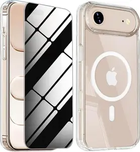 Magnetic for iPhone 17 Air Case with Privacy Screen Protector,iPhone Air [Non-Yellowing] Shockproof Clear Phone Case Compatible with MagSafe Women Girls for 17 air,Transparent