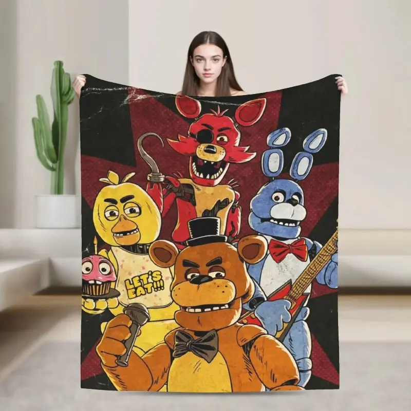 FNAFs Flannel Blankets Winter  Super Soft Bedding Throws for Students Outdoor Funny Bedspread Sofa Bed Cover