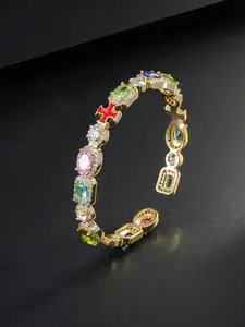 Iced Chics 7mm Cross Oil-Drop Zircon Bracelet, Hip-Hop Design Accessory, Unisex Couple Gift, Valentine's Day, Birthday, Wedding Anniversary