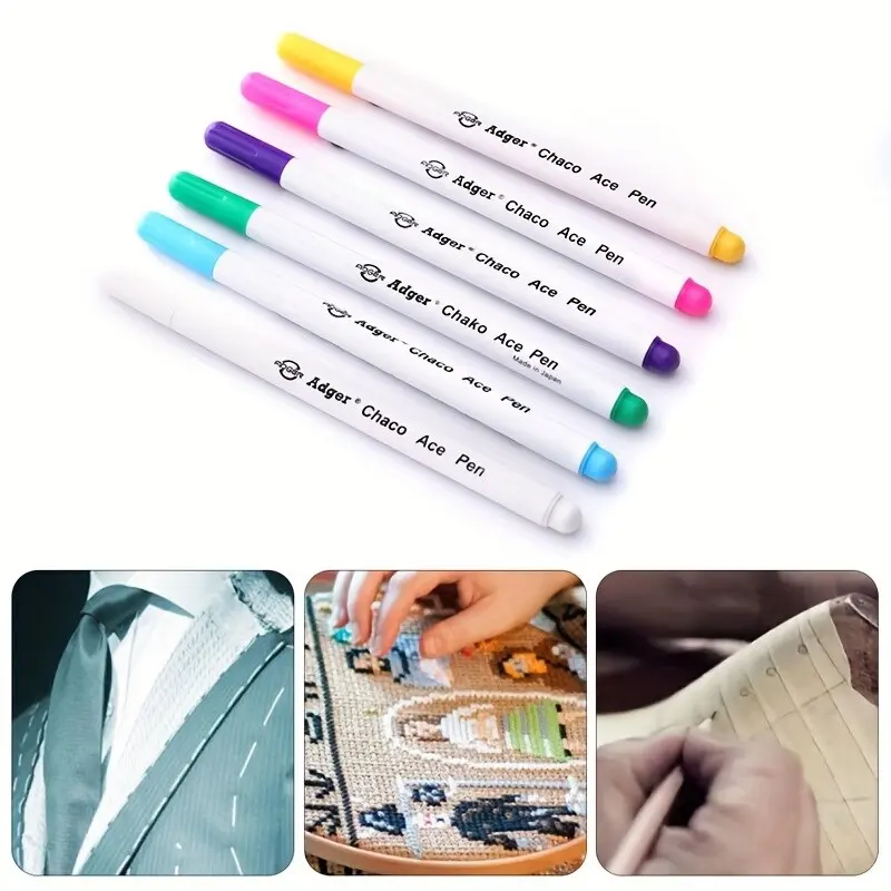 6pcs Water Erasable Pens, Non-Toxic Sustainable Fabric Markers, Blue, 6.1inch Length, Disappearing Ink for Crafting, Art Markers Pen, Writing Tools