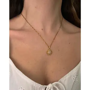Rotating Flower Pendant Stainless Steel Chains Necklaces