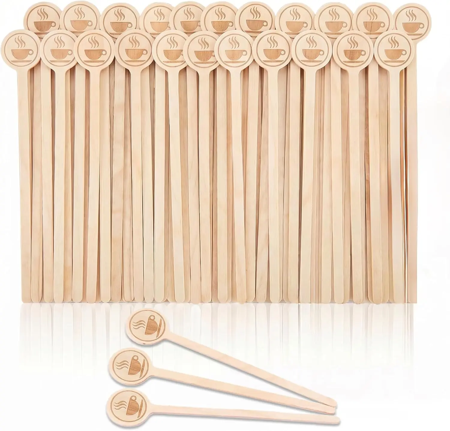 Coffee Stirrers Natural Wooden Stir Sticks with Round Ends, Disposable Biodegradable Cafe Grade Coffee Stir Sticks Wood Beverage Mixer for Coffee Cocktails Milk Tea