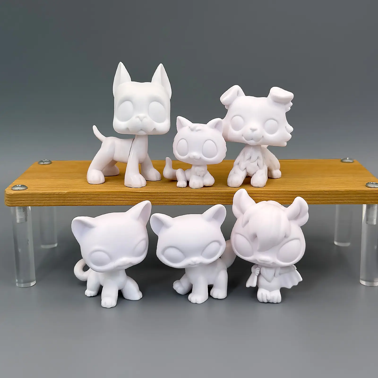BPA-Free 3 Pcs White Base Blank Paint Set + 6 Pcs Mini Custom Base - Art Supply for Miniatures, Cartoon Character Sculpture Animals, Mini Clay Figures, Kids (Ages 3-12) for Open-Ended Play, Fun Time