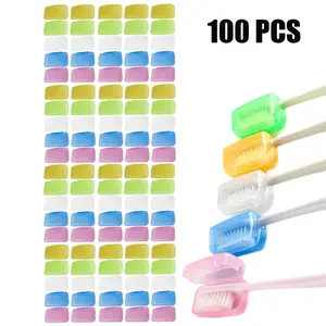 100PCS Travel Toothbrush Head Covers Organiser, Portable Toothbrush Pod Caps Case Protector for Home and Outdoor