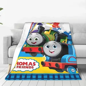 T-Thomas The Train Friends Blanket Cover Flannel Cartoon Railway James Super Soft Throw Blanket Airplane Travel Plush Thin Quilt