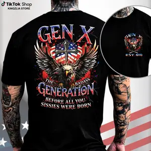 [KingZlia] Custom Year Gen X T-shirt, Gen X The Badass Generation, 100% Cotton Top Unisex Comfort Womenswear Menswear