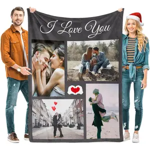 Couples Gifts Custom Blankets with Photos and Text Multiple Colors Sizes Soft Flannel Blankets Valentines Day Gifts