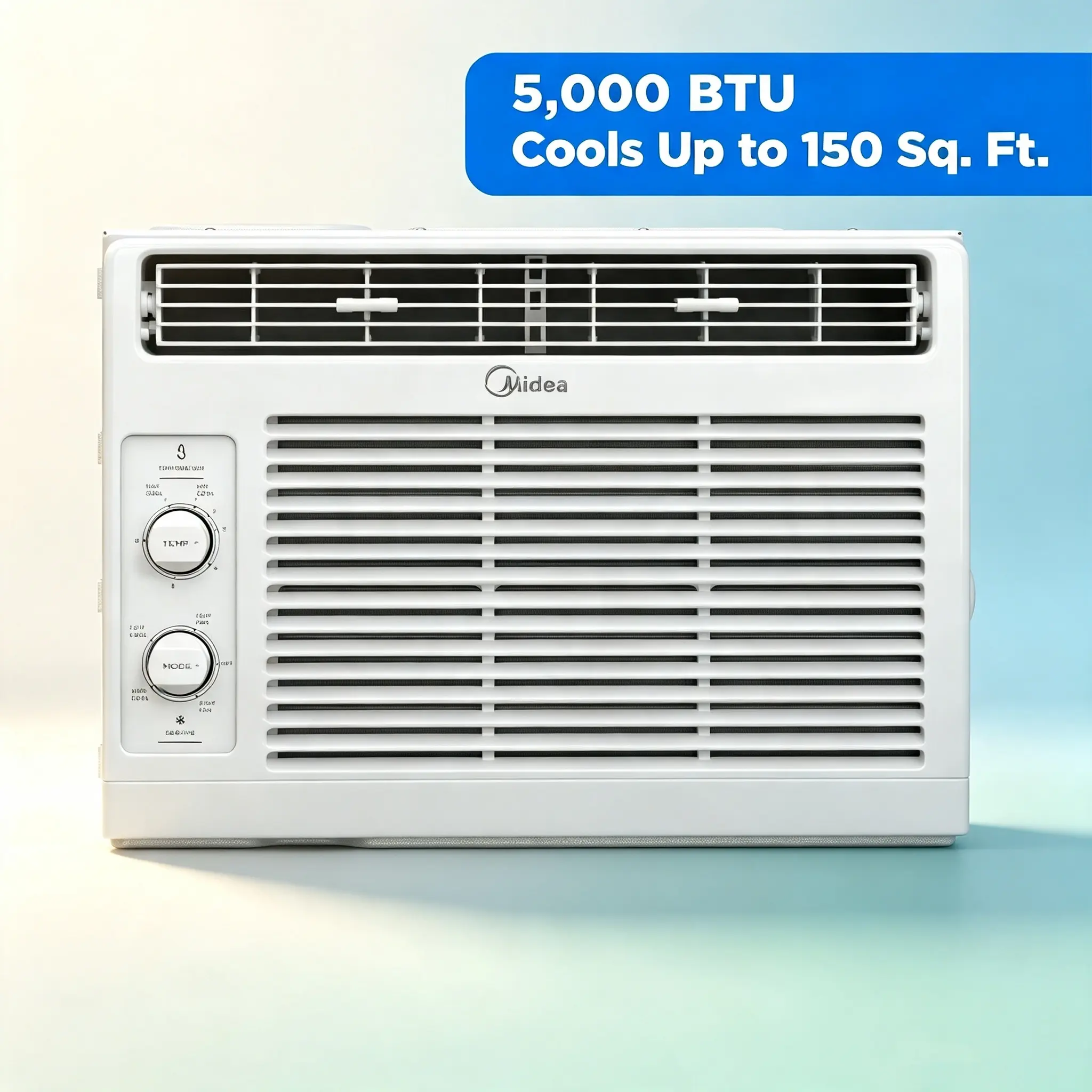 Midea 5000 BTU Mechanical Window Air Conditioner - Easy Knob Control (No Remote), Compact AC Cools Up to 150 Sq Ft for Bedroom & Office, White (Like New)