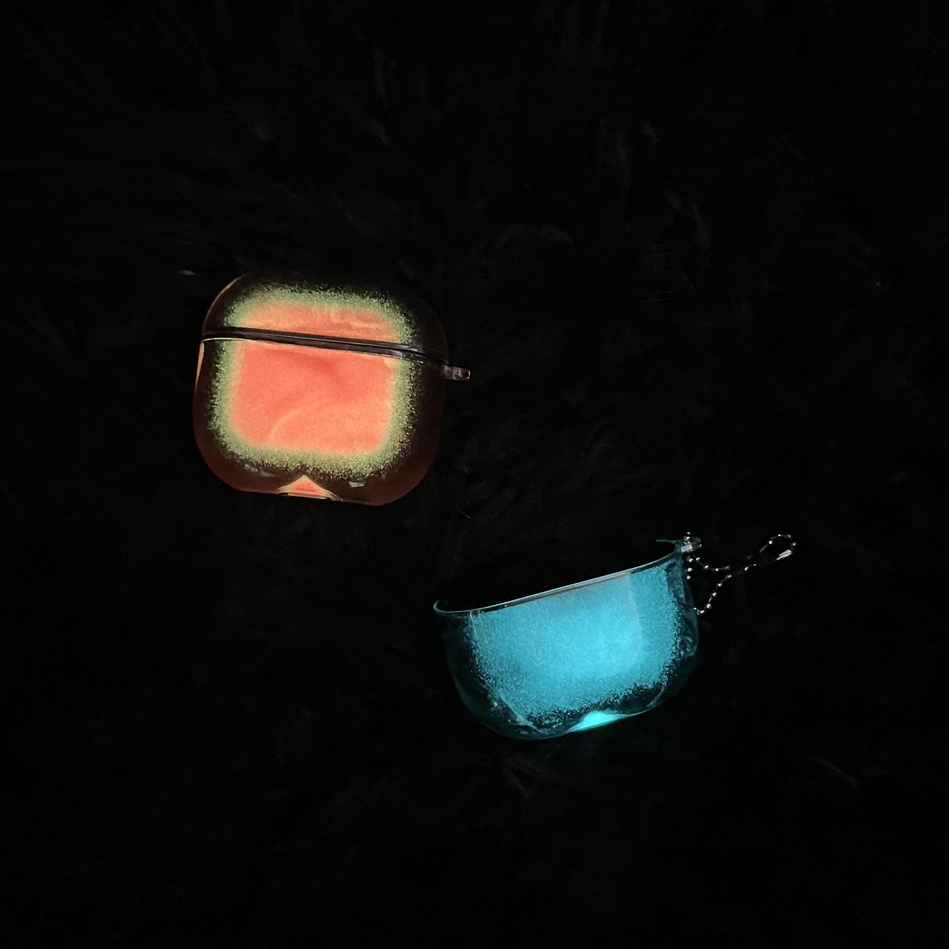 HISTORYOO Luminous Effect (Requires illumination) Quicksand for AirPod Case for AirPods 4 3 2 1 / Pro 3 Pro 2/1 Split design Earbud Earphone Cover Shock Absorbing Enhanced Protective Sparkle Glow-in-The-Dark Liquid Glitter Hard Night Glowing Sand Keychain