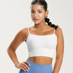 Push Bra Bodytips Ribbed Thin Strap Bra Multi Way Bandeau Tank Top Stretch Fit Support Design Smooth Strap Bra Tube Top Versatile Bra No Show Underwear Invisible Bra For Work Home Lounge Casual Style Vacation Layering Inner Outer Summer Use Daily Basics