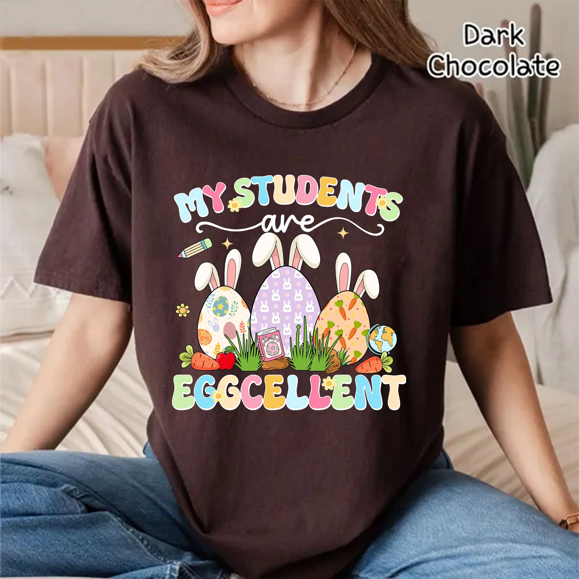 My Students Are Eggcellent Teacher Easter Shirt, Teacher Bunny Easter T-shirt, Easter Teacher Shirt, Easter Teacher Appreciation Gift