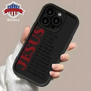Phone Case for iPhone 17 16 Pro Max 15 Plus 14 13 12 11 XR XS Air E Trendy Jesus Christian Pattern Shockproof Silicone TPU Bumper Drop Protection Cover Religious