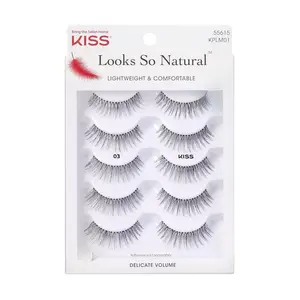 Looks So Natural False Eyelashes Multipack #03, Lightweight & Comfortable, Delicate Volume, Natural-Looking, Tapered End Technology, Reusable, Cruelty-Free, Contact Lens Friendly, 5 Pairs