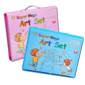 Art Supplies, 208-Piece Drawing Art Kit, Giftsfor Kids Girls Boys Teens, Art Set Crafts Casewith Double Sided Trifold Easel, IncludesSketch Pads, Crayons, Colored Pencils, EasterGifts (Pink)