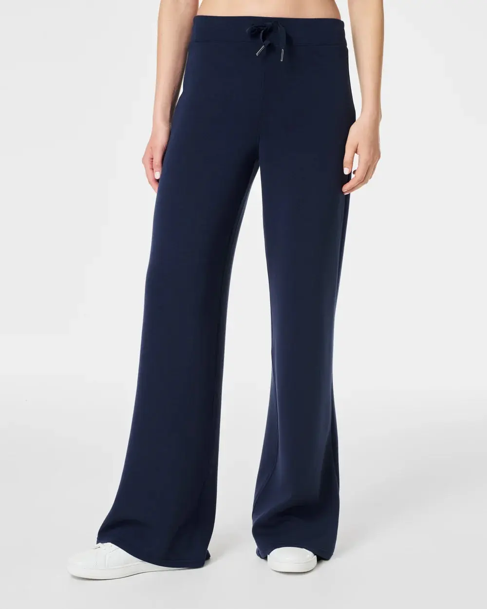 Women's Spanx Air Essentials Wide Leg Pants - Mid-Rise, Long Inseam, Lightweight, Stretchy, Breathable, Silky Soft Fabric, Flat Bottom, Timeless Navy