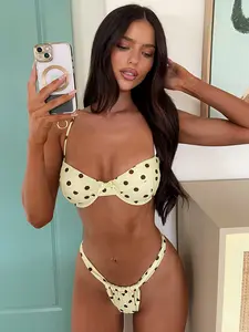 Women's Bikini Swimsuit Set, Sexy Print Polka Dot Beachwear, Summer Small Dots Fashion Top, Y2K Style, Casual Swimwear