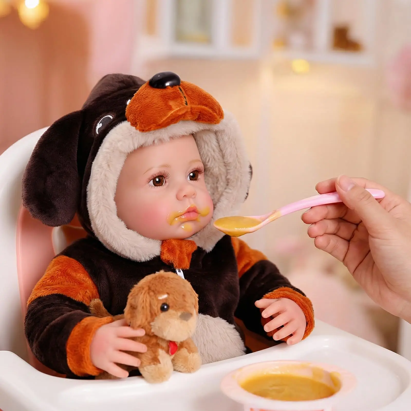 BABESIDE Lifelike Reborn Baby Dolls Carina - 20 Inch Realistic Baby Doll Girl with Cute Dog Costume (Puppy Doll Included) Soft Body Real Life Baby Doll, Gift for Girls 3+ Years Old and Collectors
