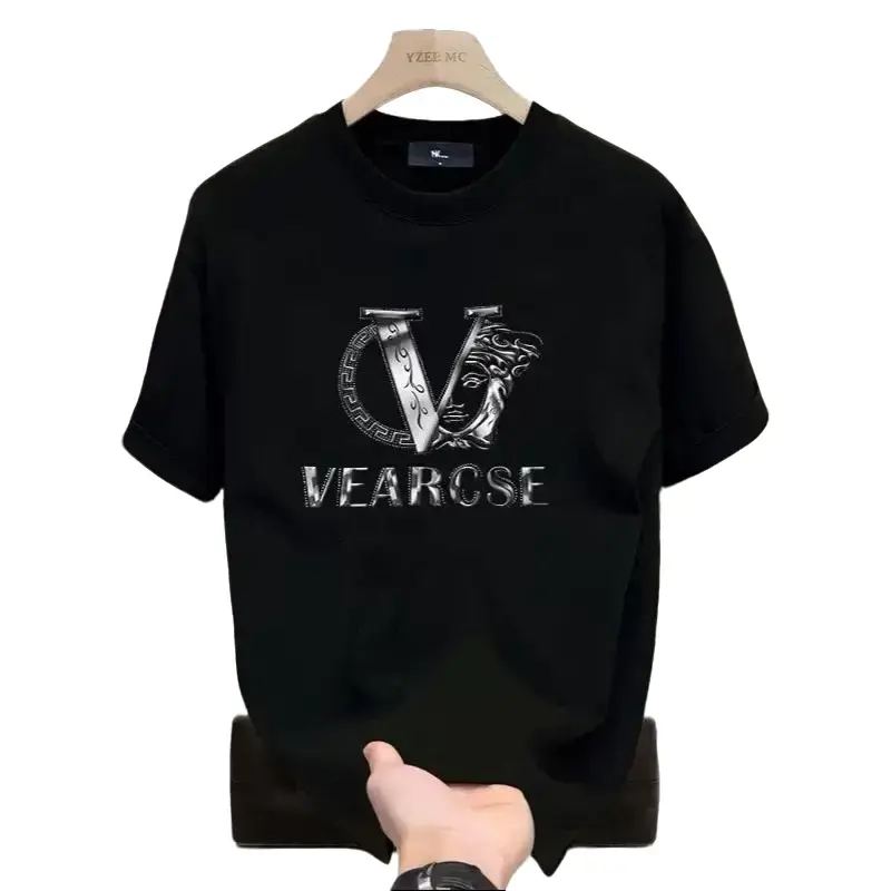 men's stylish pure cotton round-neck casual printed T-shirt, suitable for both men and women, perfect for fashionable and relaxed summer outfits.