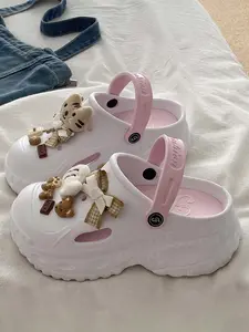 Women's Cute Cartoon Decorated Slides, Casual Comfortable Platform Non Slip Slippers for Indoor Outdoor Wear, All-match Slippers for Daily Wear, Walking Shoes