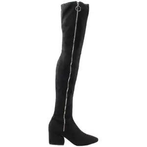 Dolce Vita Womens Vix Pointed Toe Zippered Casual Boots Over the Knee Mid Heel 2-3" - Black