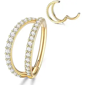 Drperfect G23 Titanium Nose Rings Hoops 16G 18G Double Septum Tragus Helix Cartilage Conch Earrings Piercing Jewelry for Women