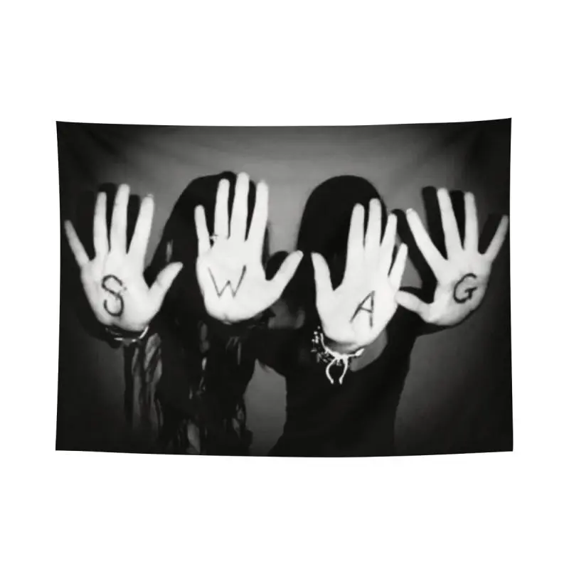 SWAG Hand Print Black White Wall Flag, Y2K 2000s Aesthetic Trippy Tapestry, Mid-century Modern Grunge Living Room Wall Decor for Adult Fans, Bold Streetwear Vibe Photo Print Wall Hanging