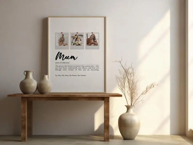 Personalized Mom or Mum Photo Print, Custom Gift from Son or Daughter, Family Keepsake Wall Art