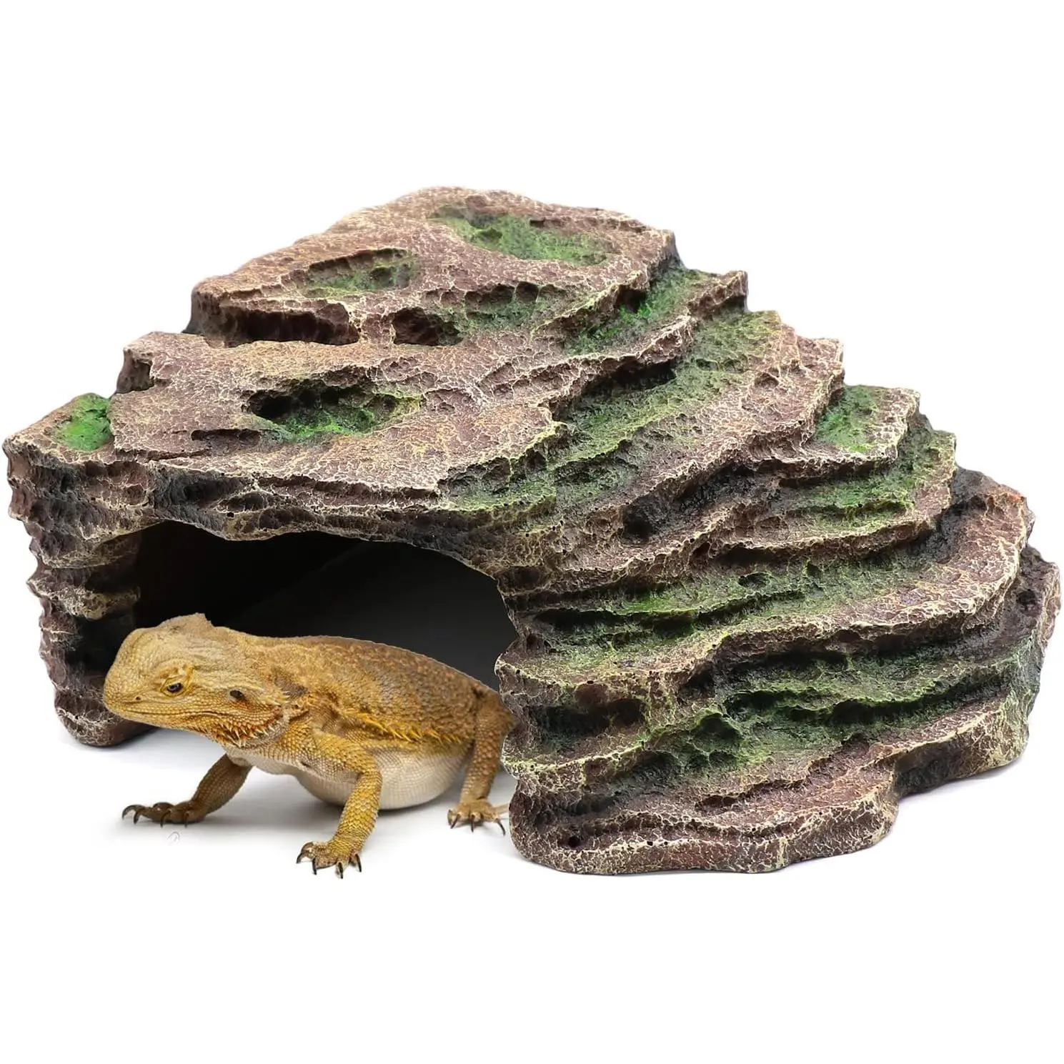 Large Reptile  Shale Scape Step Ledge, Reptile Cave Hideout, Bearded Dragons Accessories, Basking Rocks for Bearded Dragons